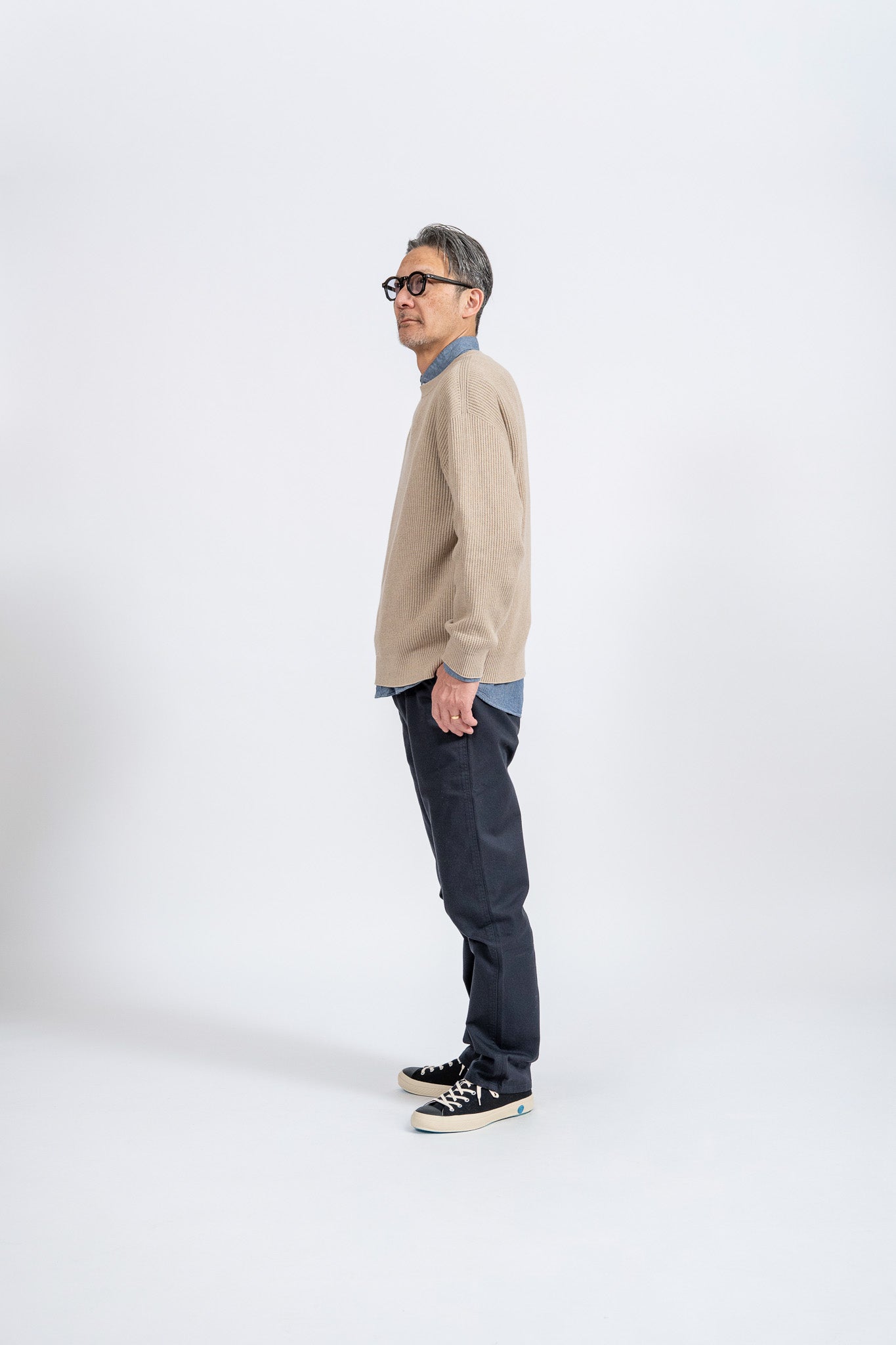 Cotton Rib Crew knit - BEG