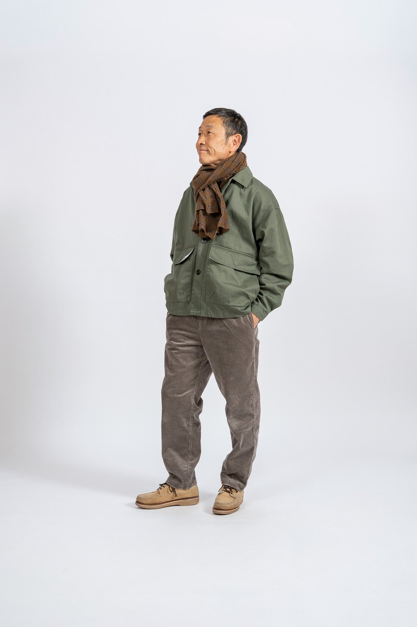 WOOL Check Scarf - BRN