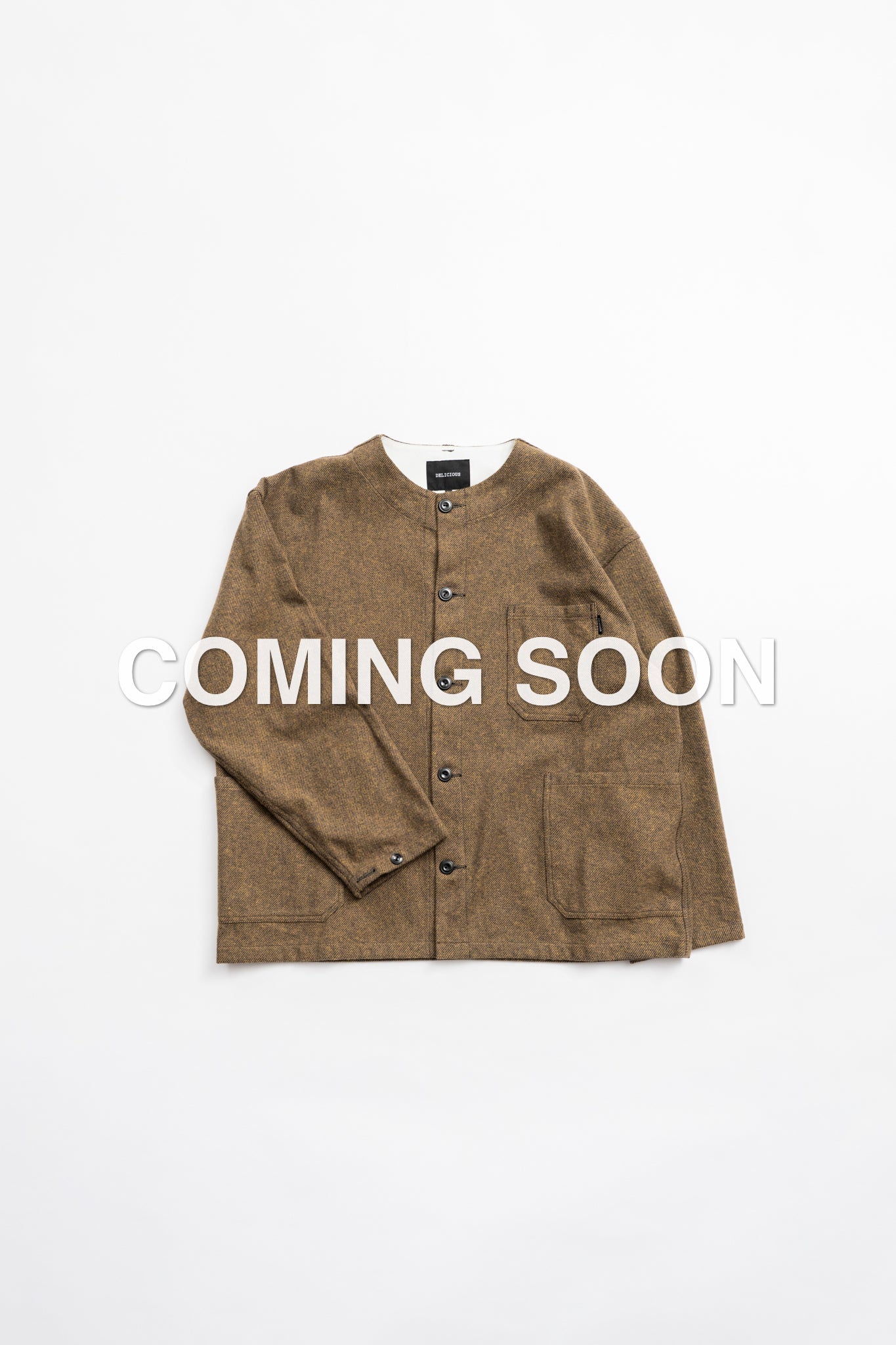 Cotton Tweed Collarless Jacket - BRN