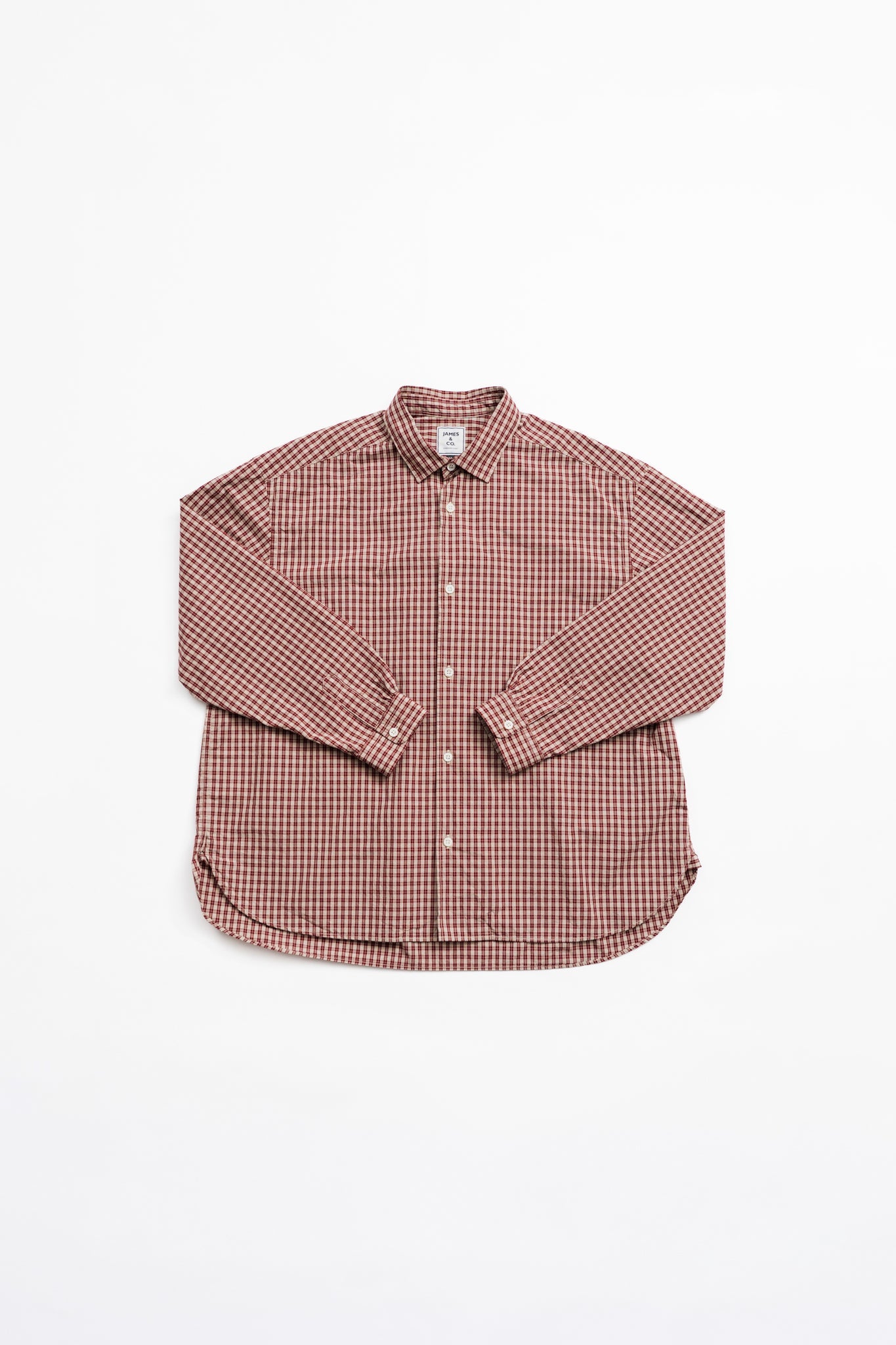 Small Collar Big Shirt -Check - RED