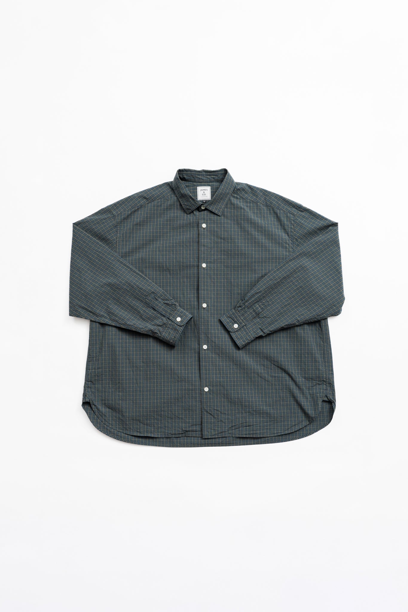 Small Collar Big Shirt -Check - GRN