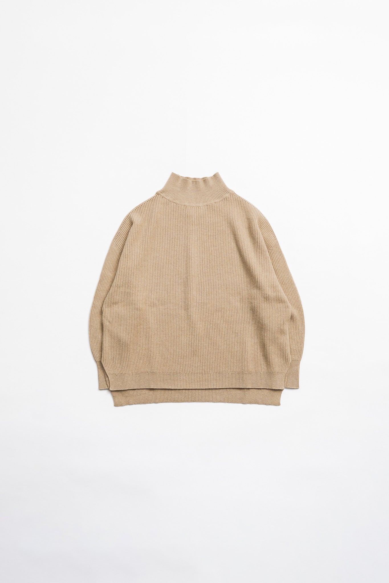 Cotton Rib High-Neck knit - BEG