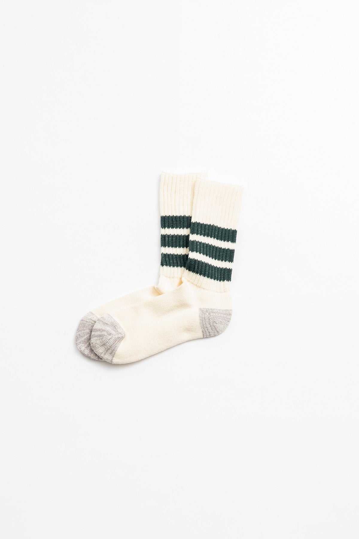 COARSE RIBBED OLD SCHOOL CREW SOCKS - D.GRN