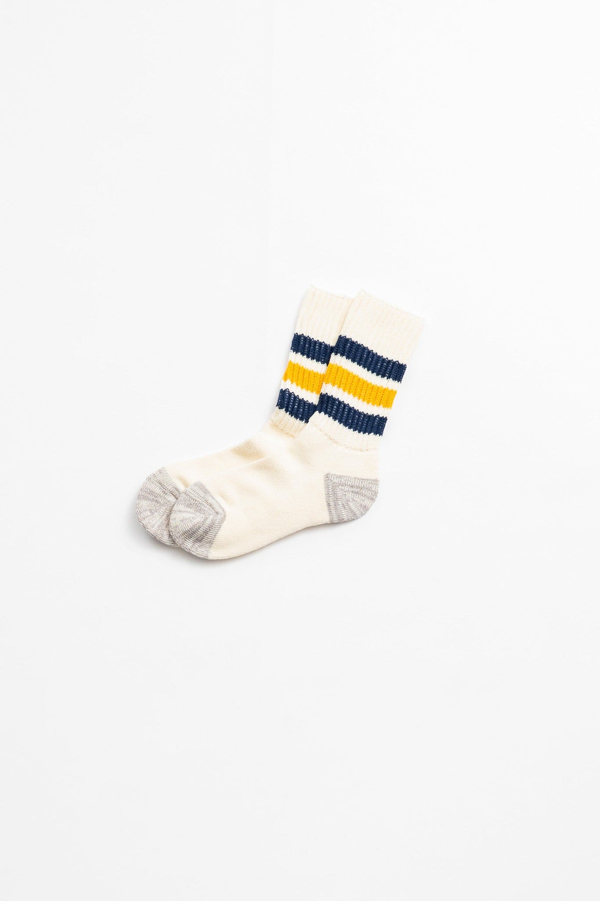 COARSE RIBBED OLD SCHOOL CREW SOCKS - NAVY/YELLOW