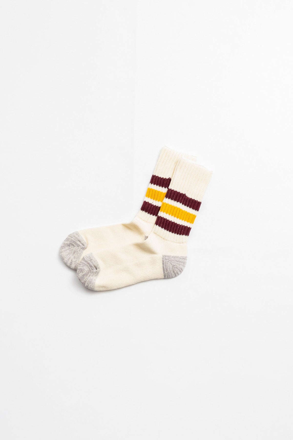 COARSE RIBBED OLD SCHOOL CREW SOCKS - BORDEAUX/YELLOW