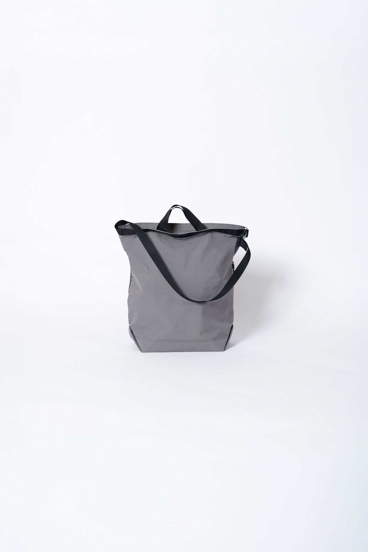 ROLL TOP TOTE NYLON - GRY/BLK
