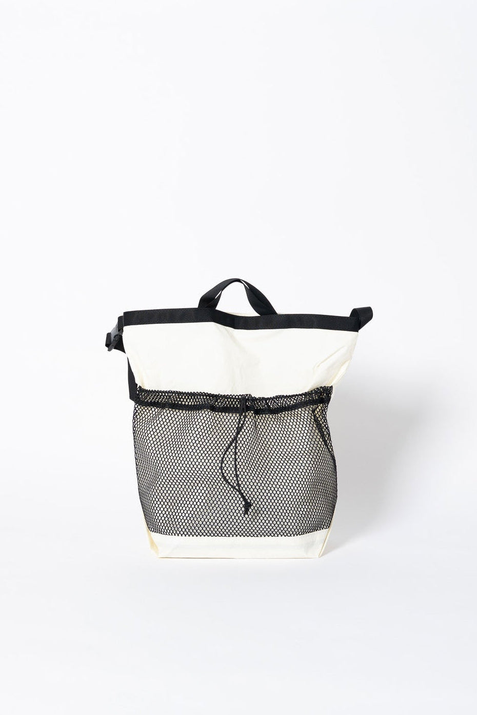 ROLL TOP TOTE NYLON - WHT/BLK