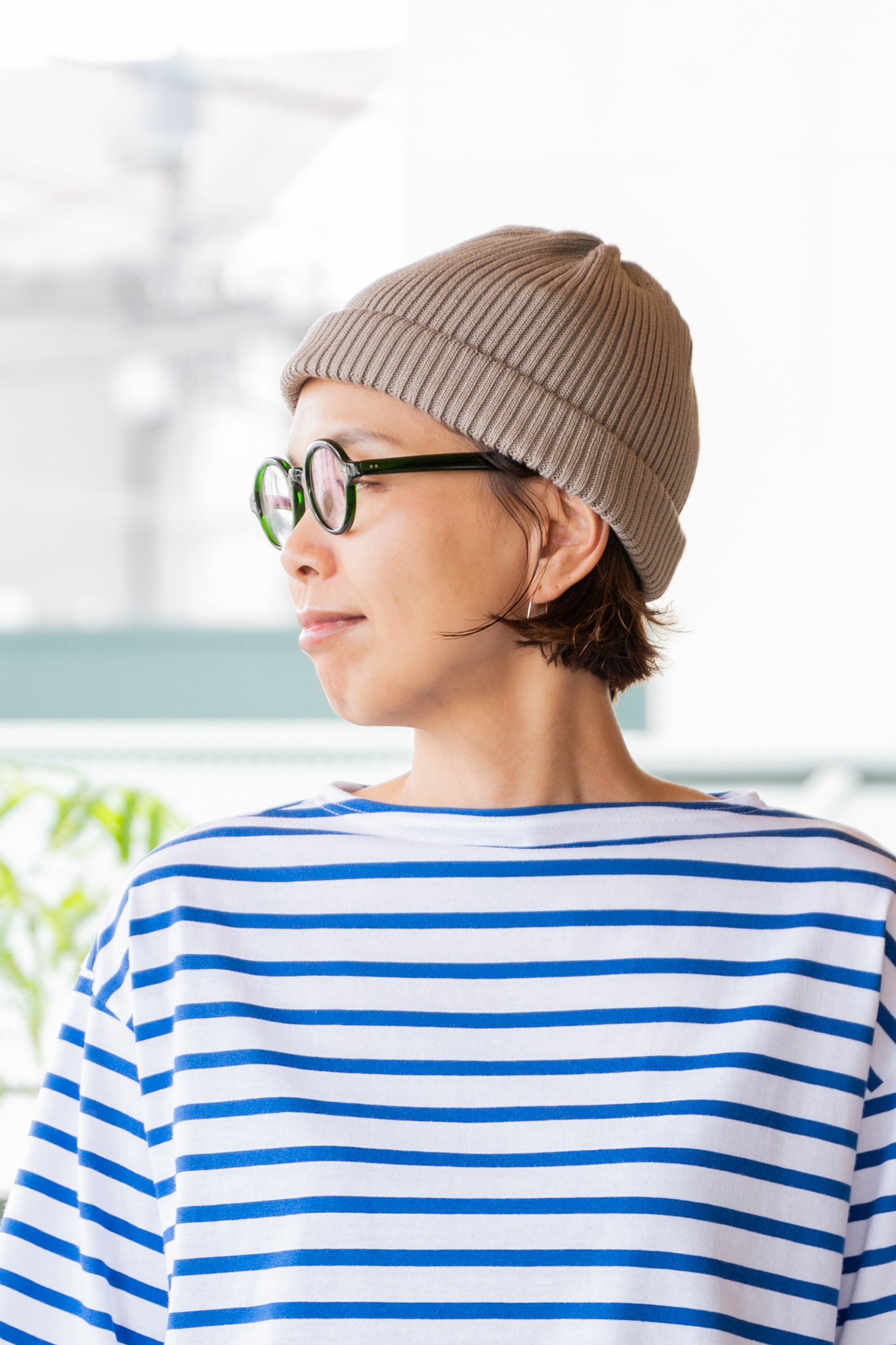 COTTON ROLL UP BEANIE - GREGE