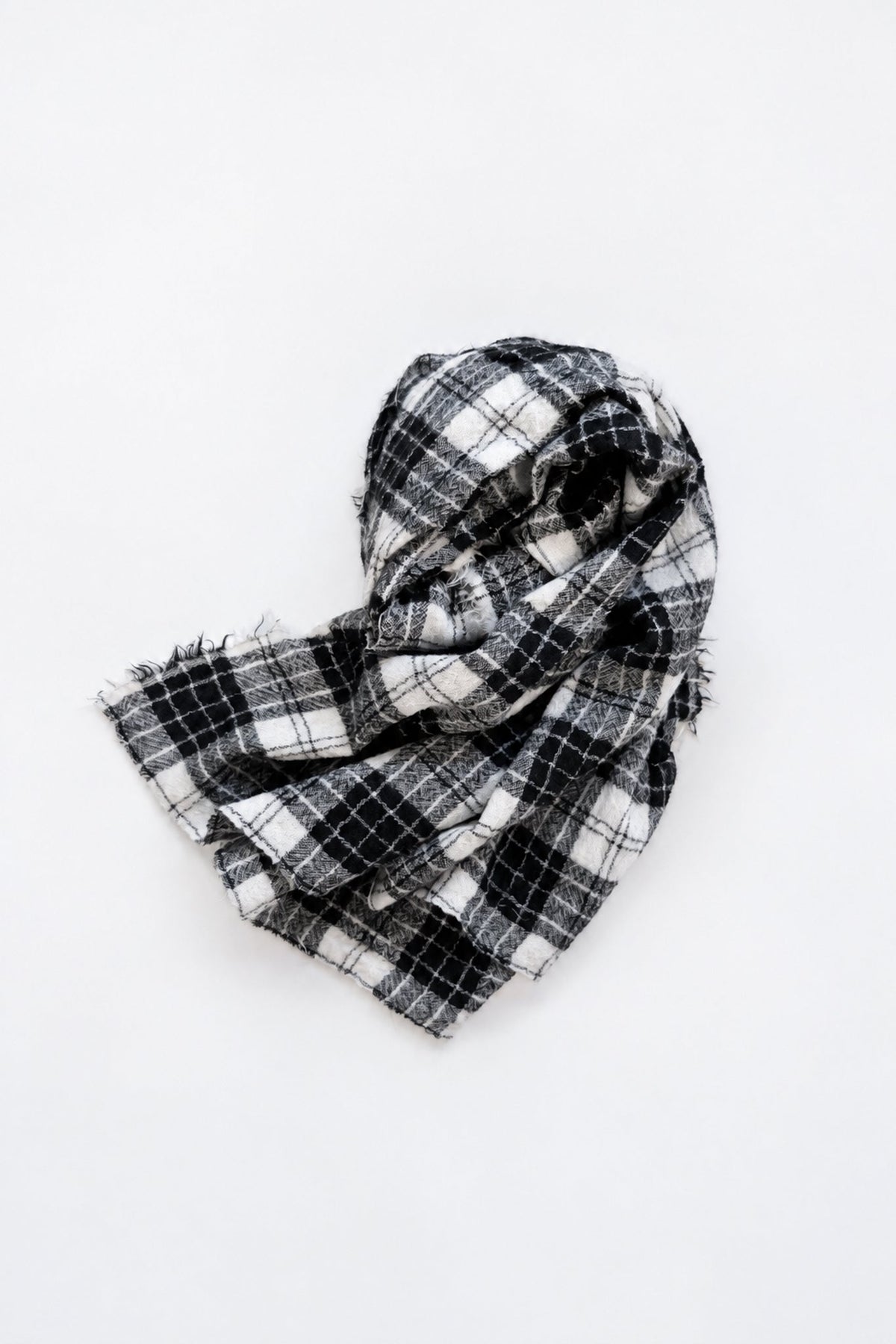 WOOL Check Scarf - BLK