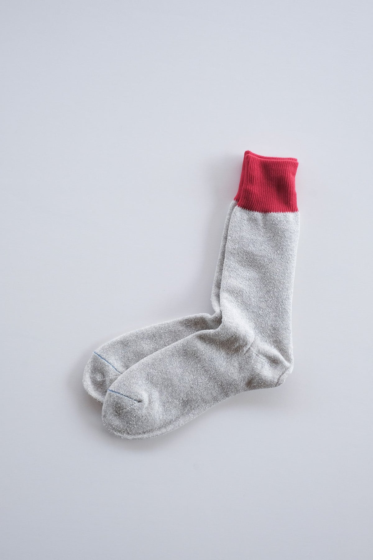 DOUBLE FACE CREW SOCKS ”SILK ＆ COTTON” - RED/L.GRAY