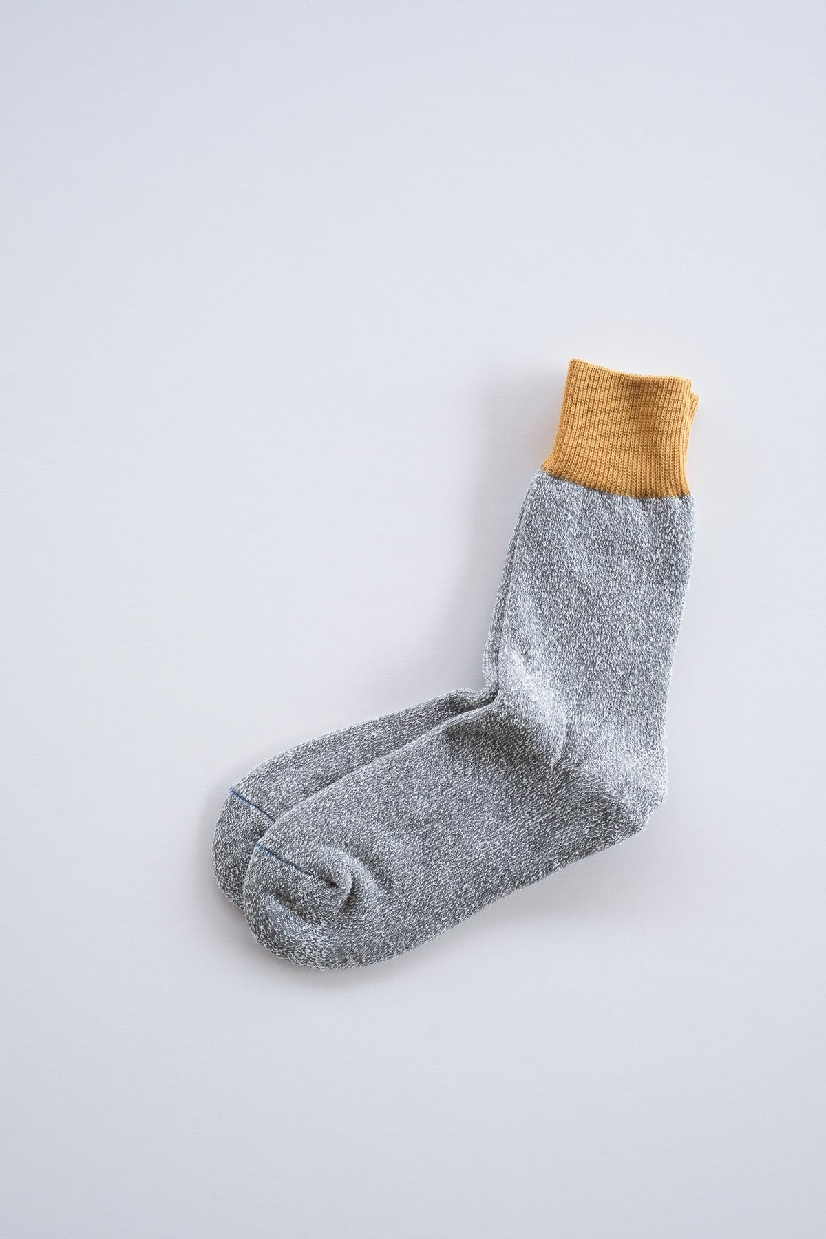 DOUBLE FACE CREW SOCKS ”SILK ＆ COTTON” - D.YELLOW/GRAY
