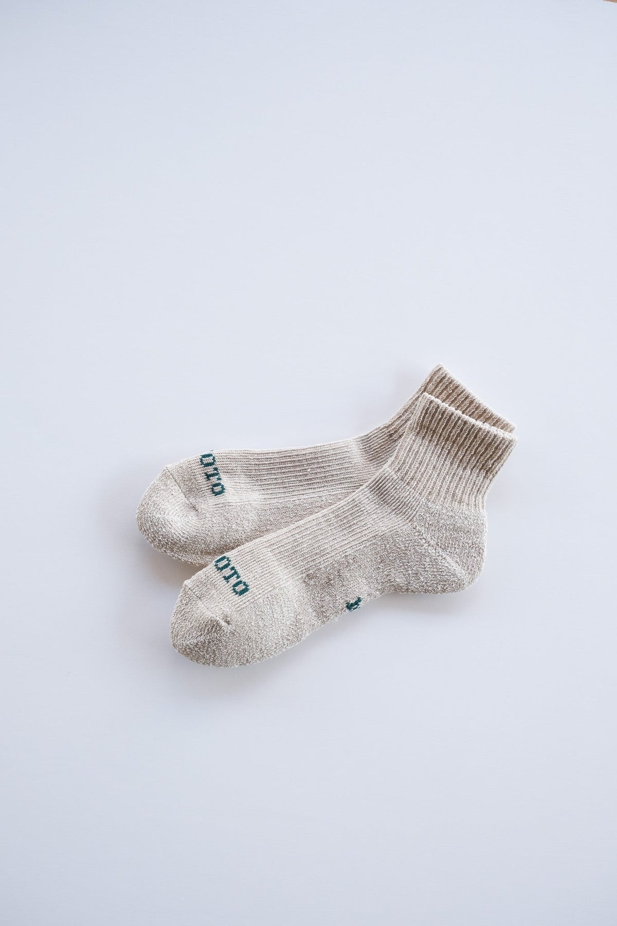 HEMP/ORGANIC COTTON PILE ANKLE SOCKS - BEG
