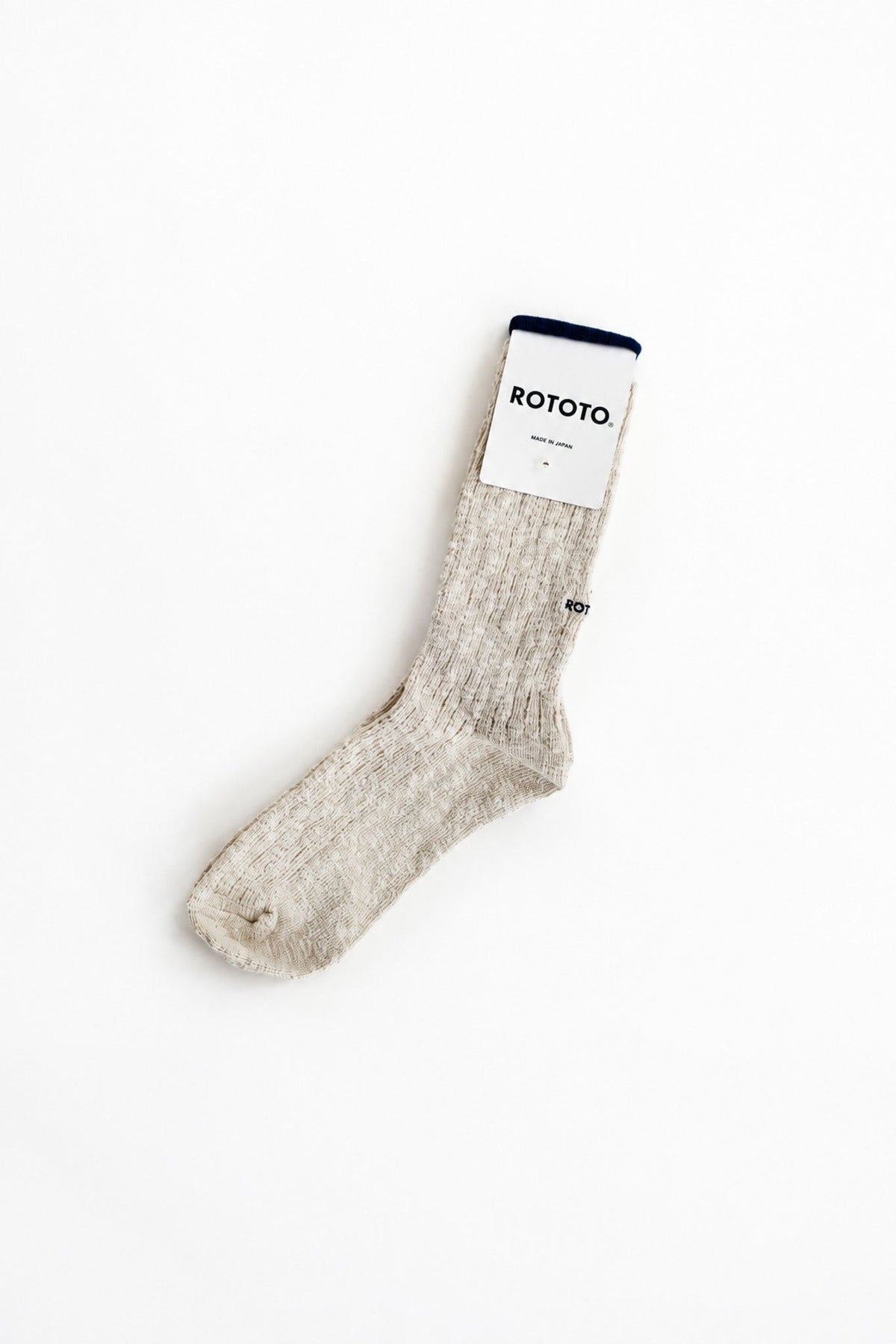 ORGANIC COTTON SLUB CREW SOCKS - ECRU