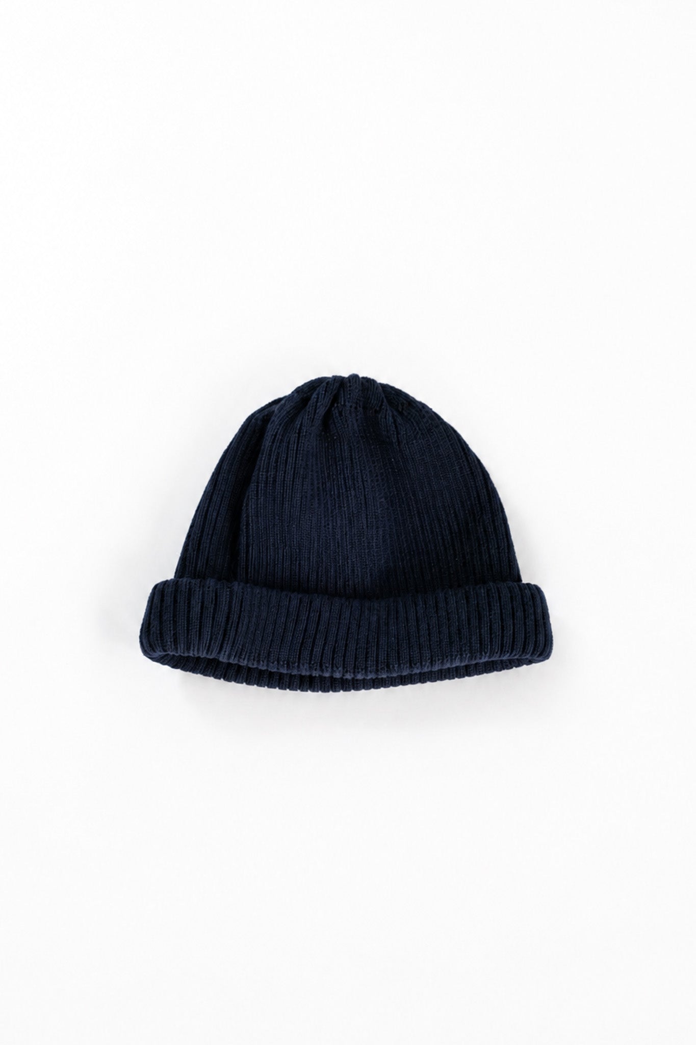 COTTON ROLL UP BEANIE - D.NVY