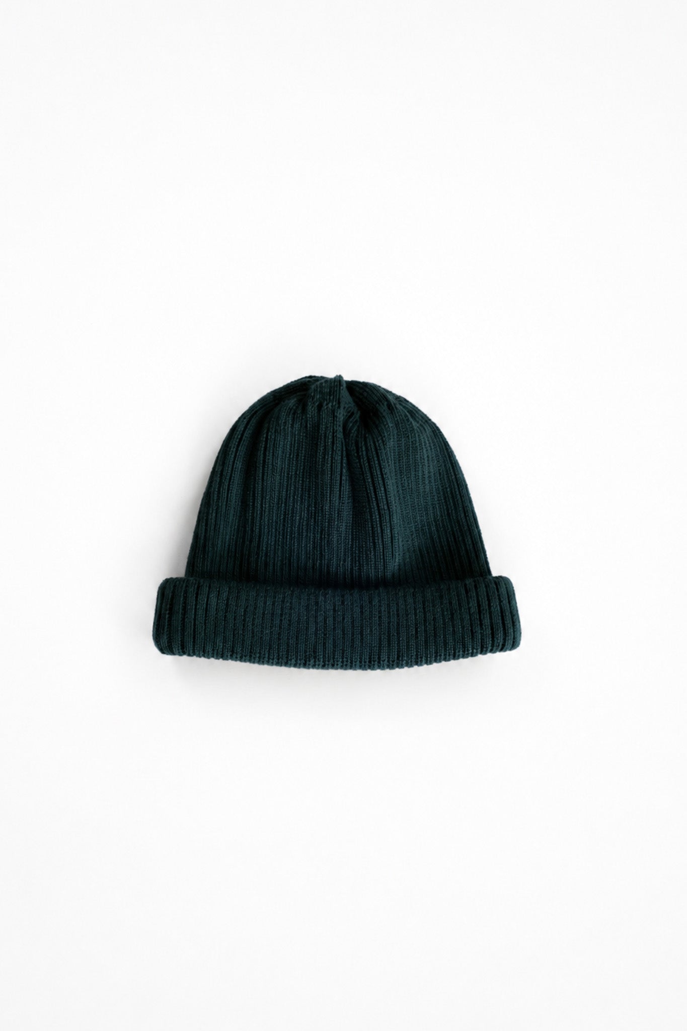 COTTON ROLL UP BEANIE - FOREST GREEN
