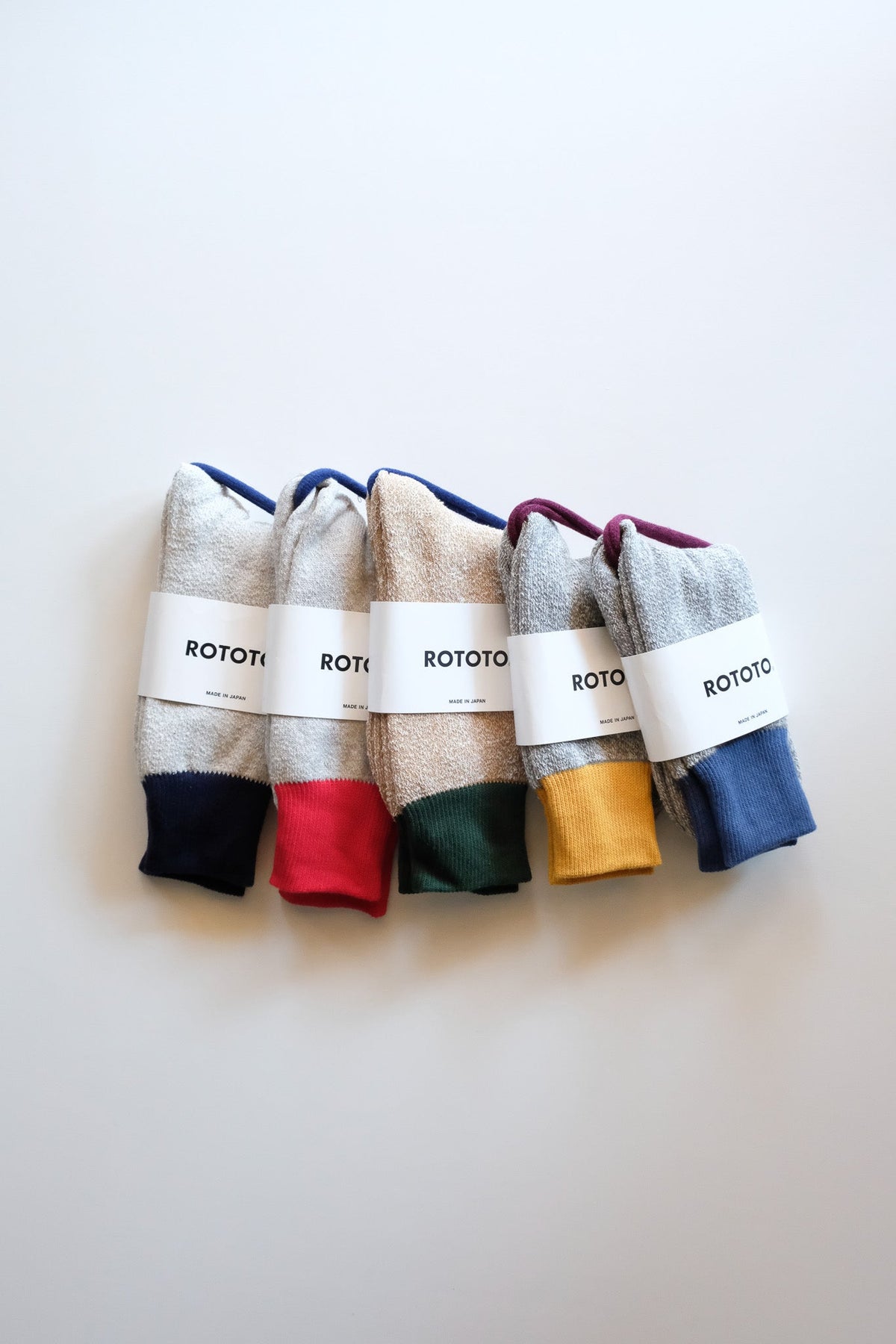 DOUBLE FACE CREW SOCKS ”SILK ＆ COTTON” - D.GREEN/BEIGE