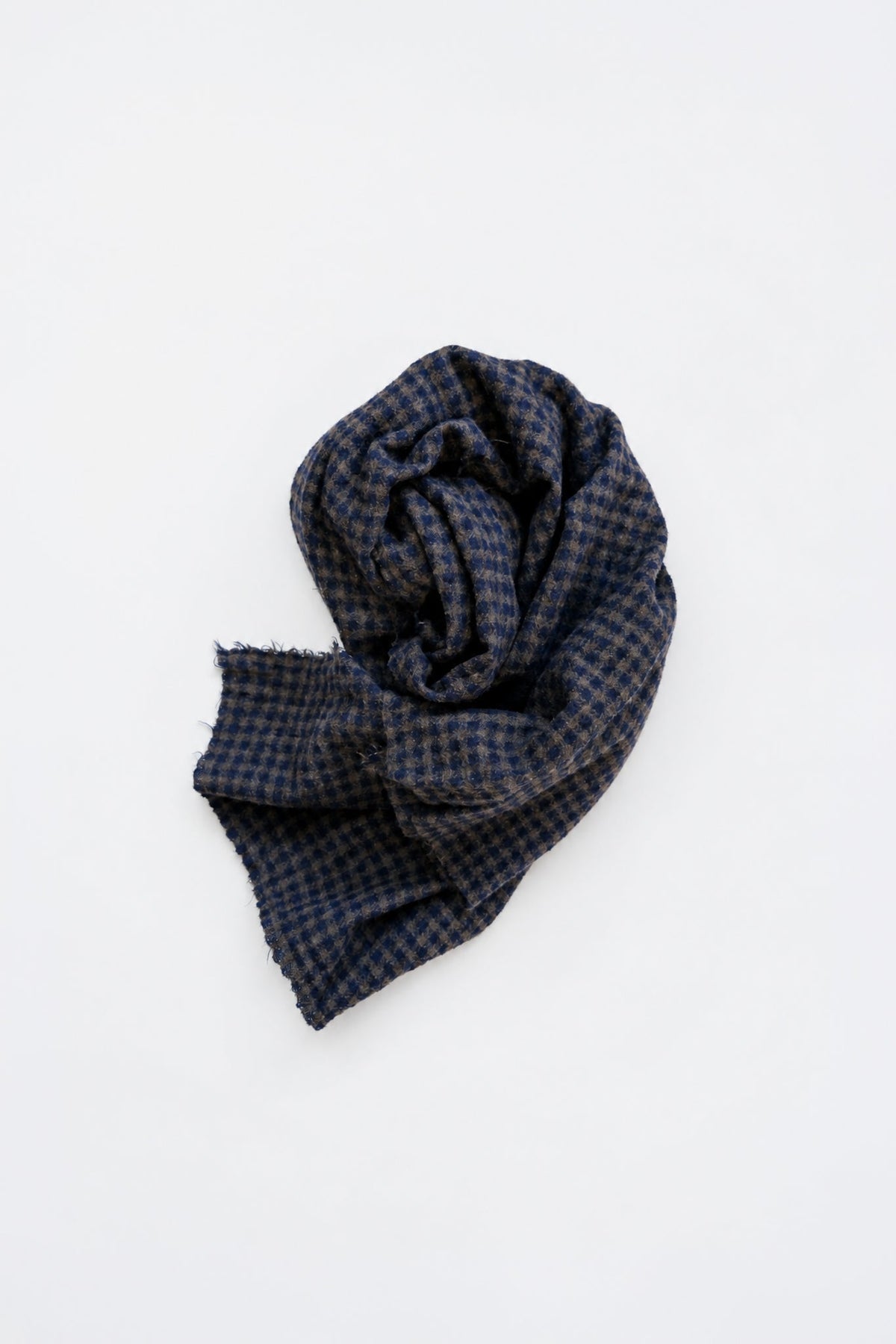 WOOL Check Scarf - NVY＊BRN